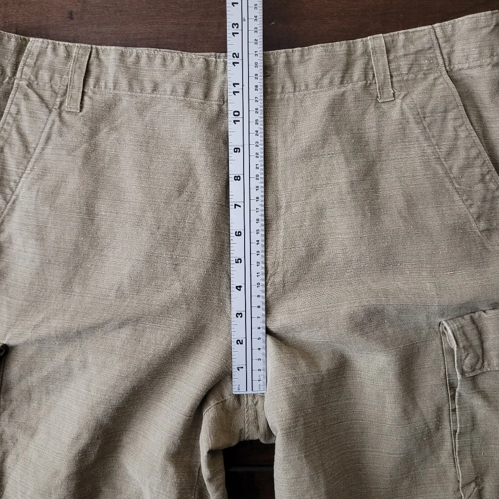 Vtg Banana Republic Mens 38 Tan Linen & Cotton Blend Cargo Shorts Safari Outdoor
